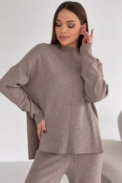 Slit Detail Sweater Wide Pants Knit Set