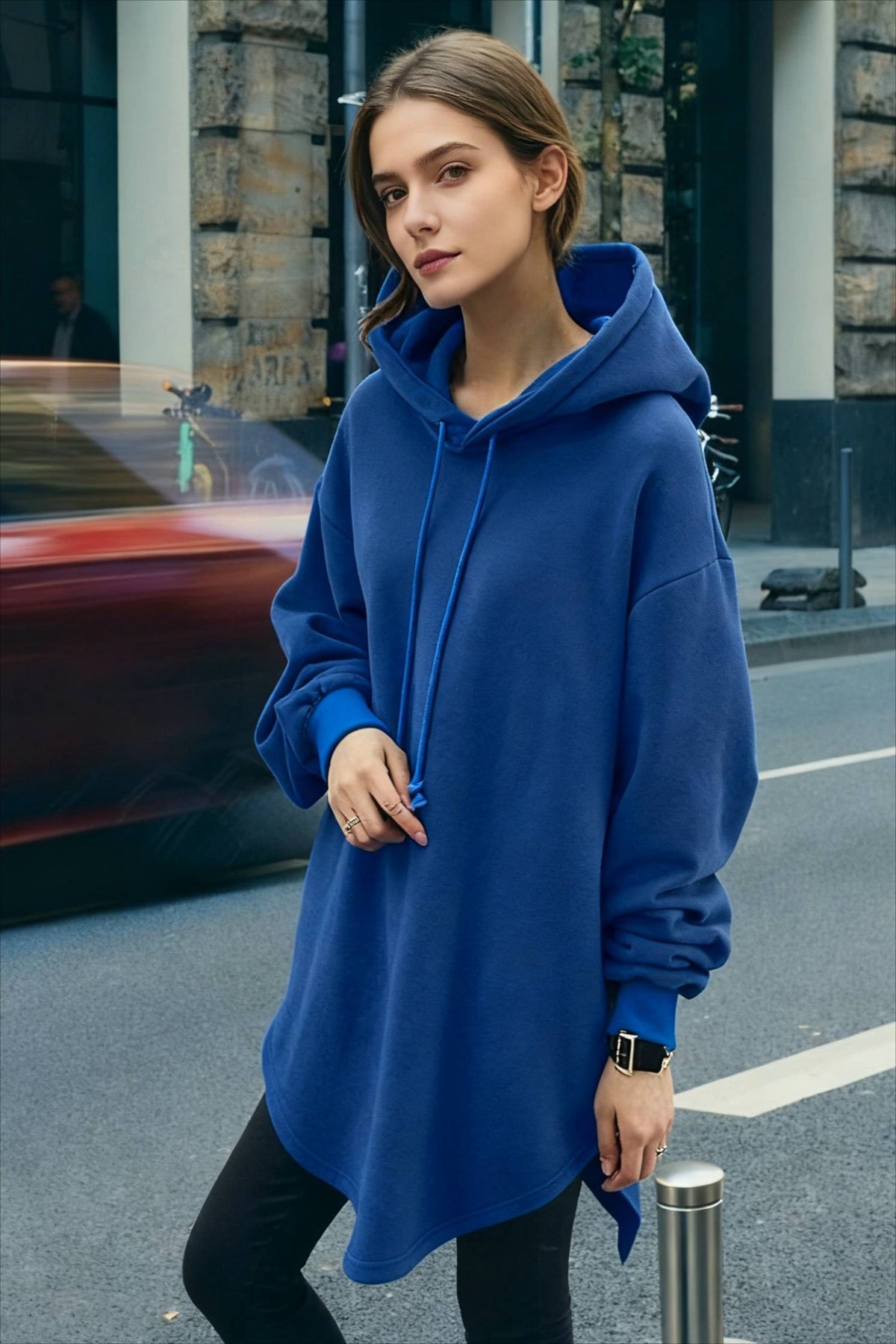 Pullover Loose Hoodie Casual - Drawstring Oversized - Women's Long Solid Sweatshirt Autumn Arm Streetwear