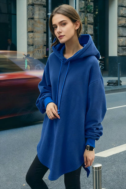 Pullover Loose Hoodie Casual - Drawstring Oversized - Women's Long Solid Sweatshirt Autumn Arm Streetwear