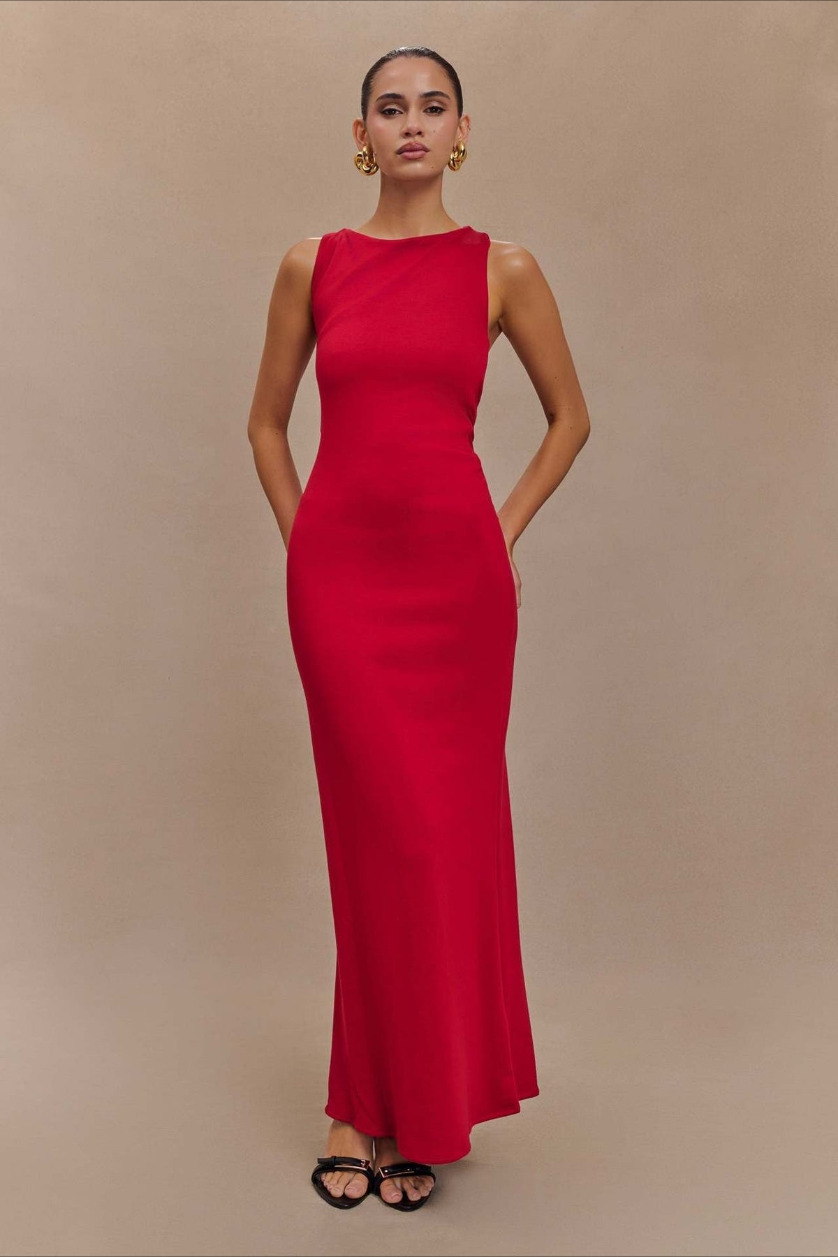 High Neck Sleeveless Wide Strap Bodycon Maxi Mini Dress