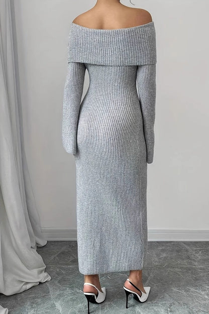Long-Sleeve Knit Maxi Sweater Dress