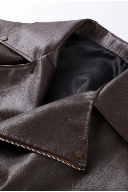 Cinched Waist Zipper Biker Jacket