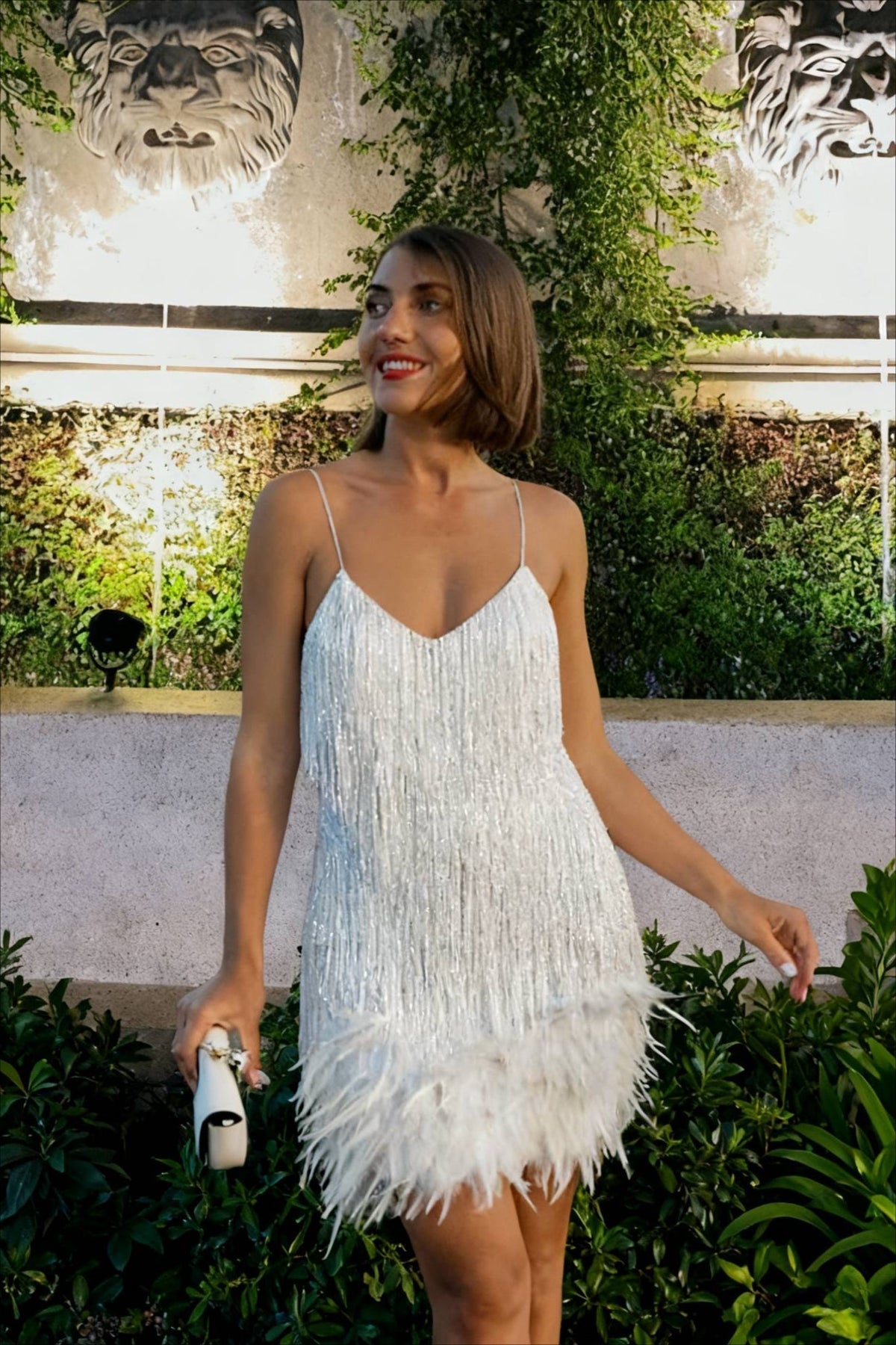 Tassel Sequin Feather Splicing Dress