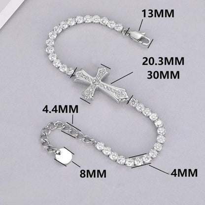 Sparkly Full Zircon Cross Titanium Steel Fadeless Chain Bracelet