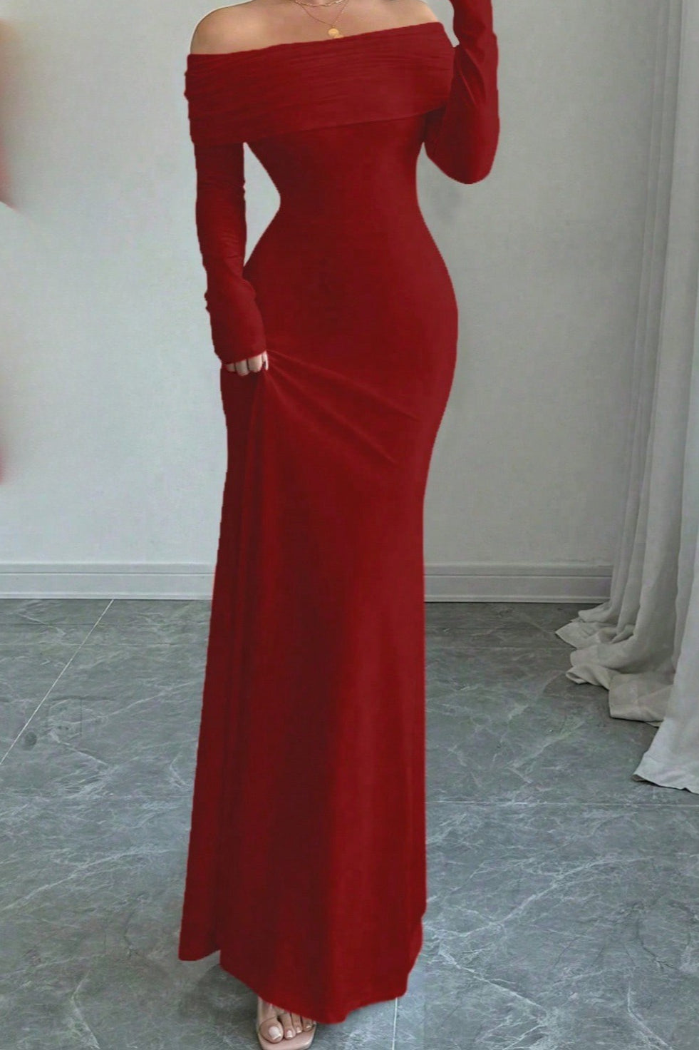 Off Shoulder Ruched Bodycon Formal Dress