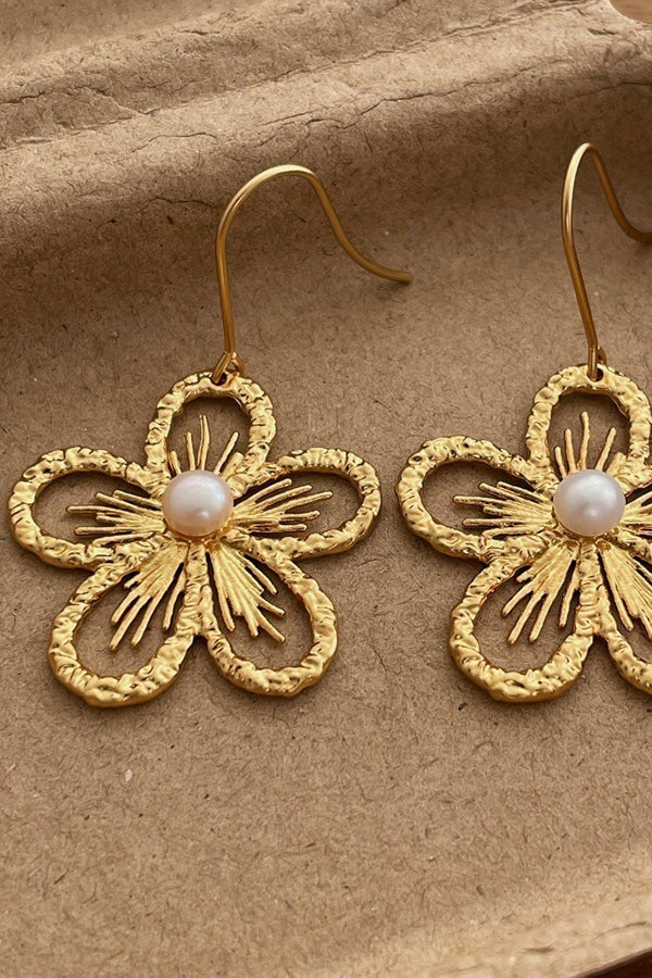 Pearl Openwork Flower Earrings