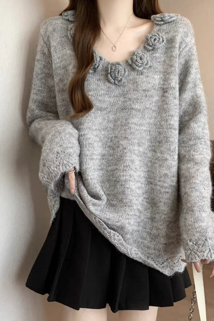 V-Neck Vintage Floral Sweater
