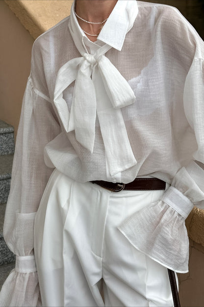 Bow Tie Sheer Blouse