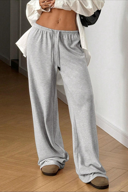 Solid Drawstring Waist Knit Pants