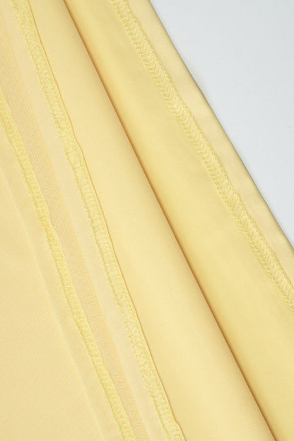 Yellow V Neck Slim Fit Vacation Dress
