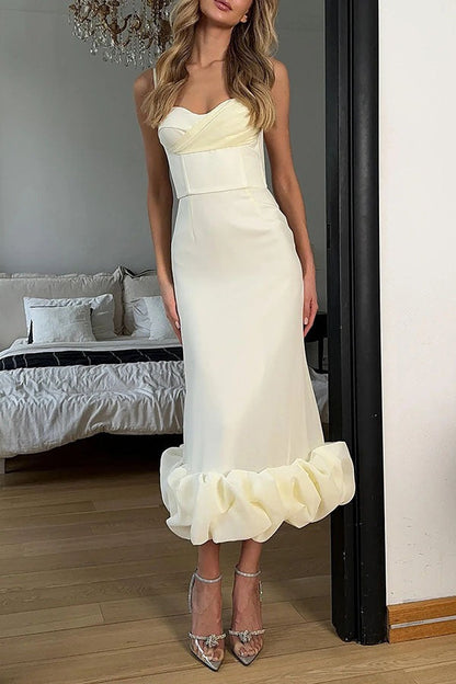 Elegant Solid Spaghetti Strap Ruched Maxi Prom Dress