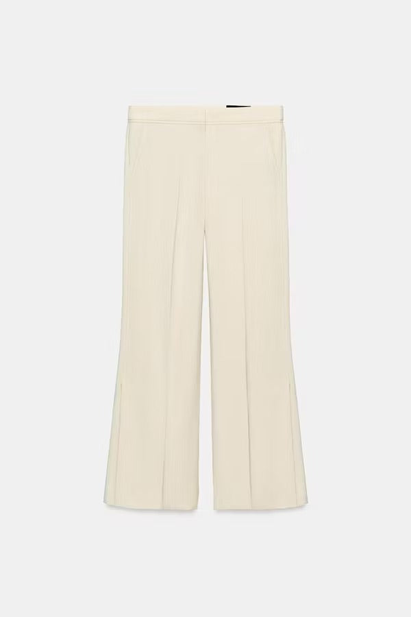 Kortnie Linen Blend Tassel Hem Halter A-line Top and High Rise Pocket Wide Leg Slit Pants Set