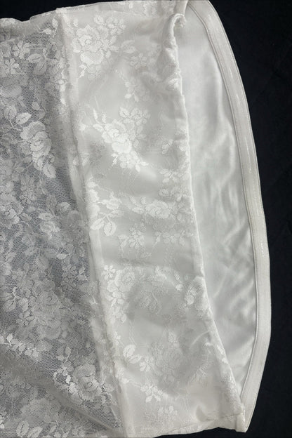 Off Shoulder Lace Trim Ruched Halter Top