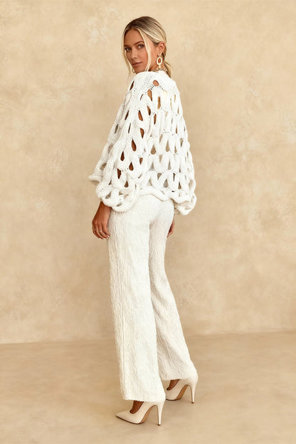 Crochet Knit Hollow Out Pullover Sweater