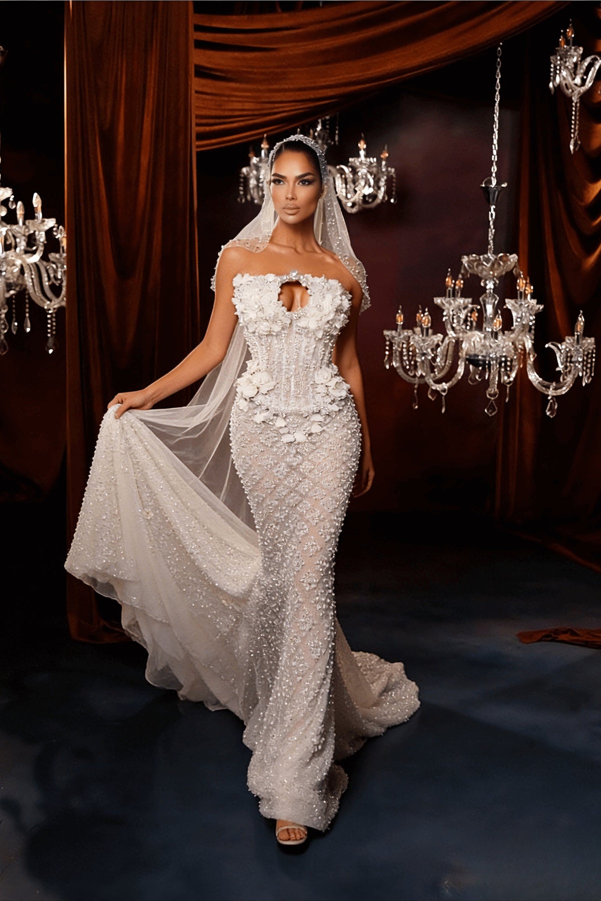 Beaded Sequin Mermaid Prom Dress