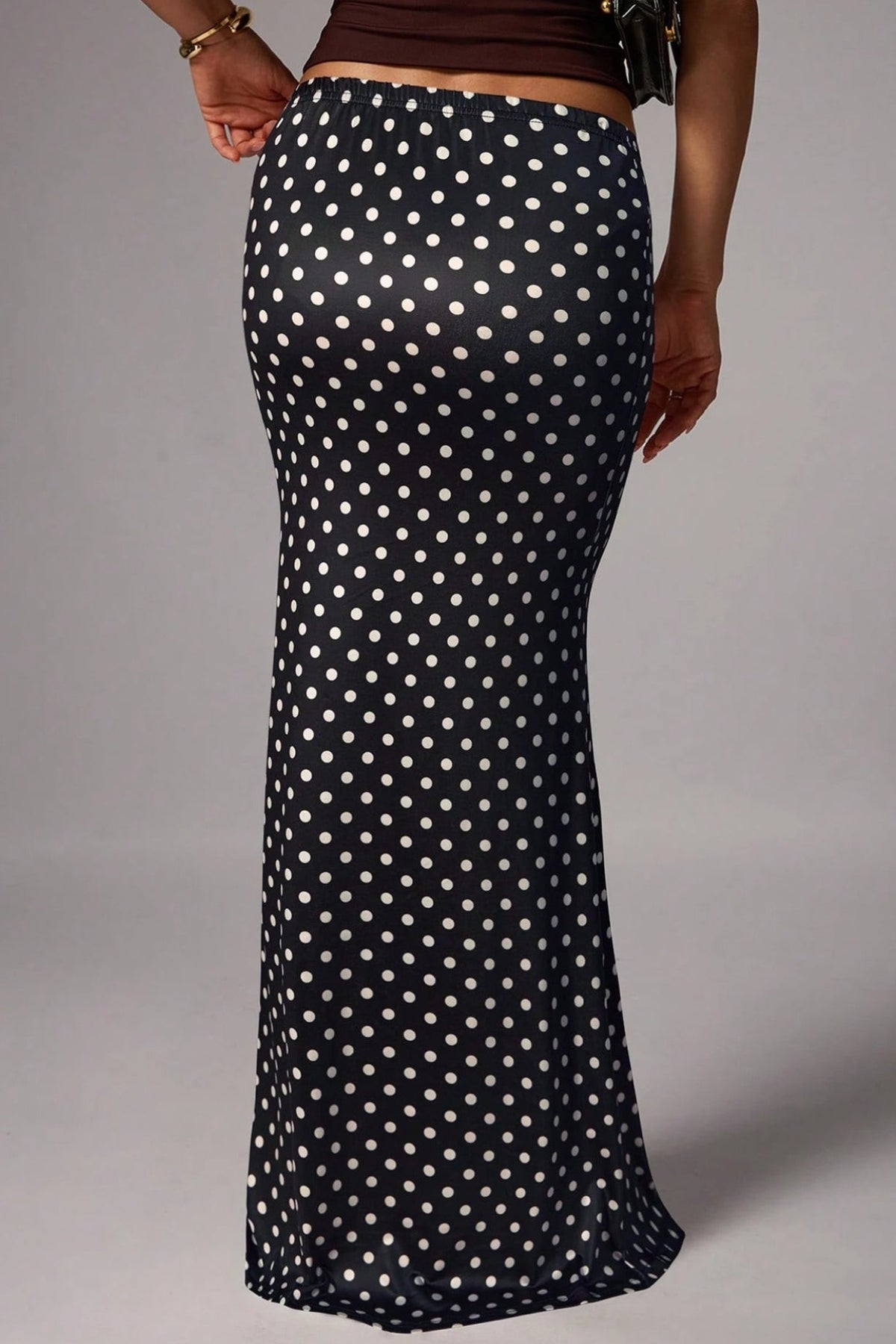 Knit Polka Dot Mermaid Hem Skirt