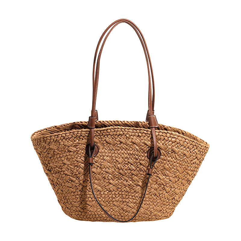Gradient Woven Straw Tote Bag
