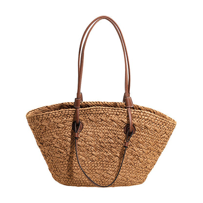 Gradient Woven Straw Tote Bag