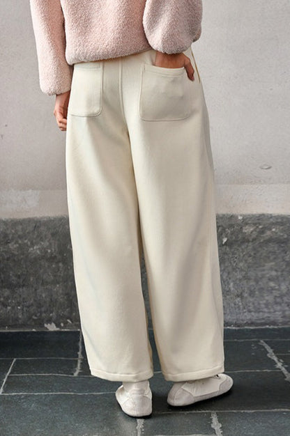 Relaxed Fit Wide Leg Knit Pants