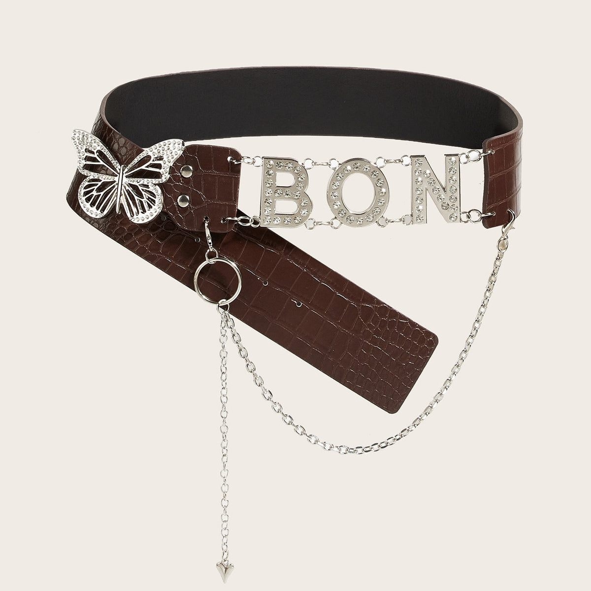 Vintage Leather Butterfly Buckle Belt