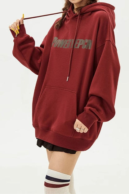 Letter Graphic Oversized Fleece Hoodie