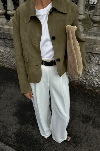 Commuter Solid Button Front Long Sleeve Coat