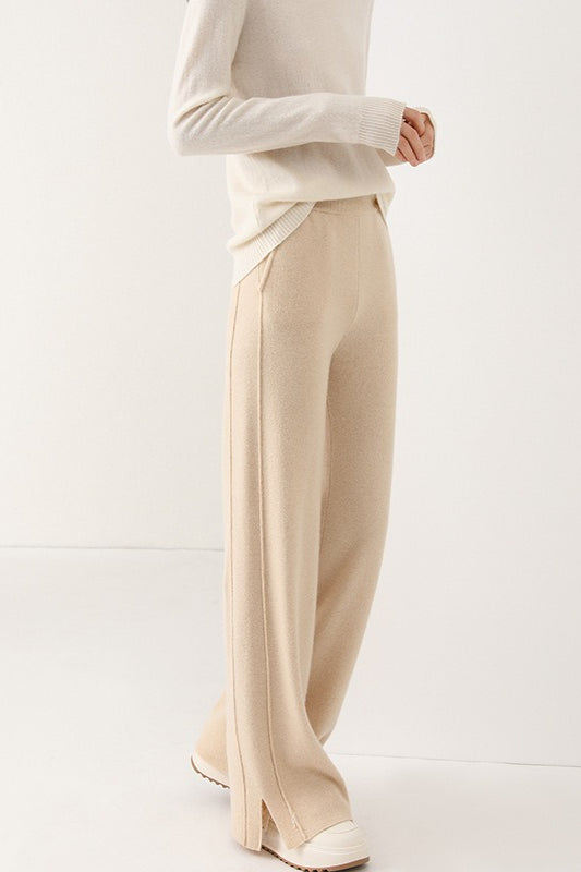 Wool Soft Straight Split Knit Pants