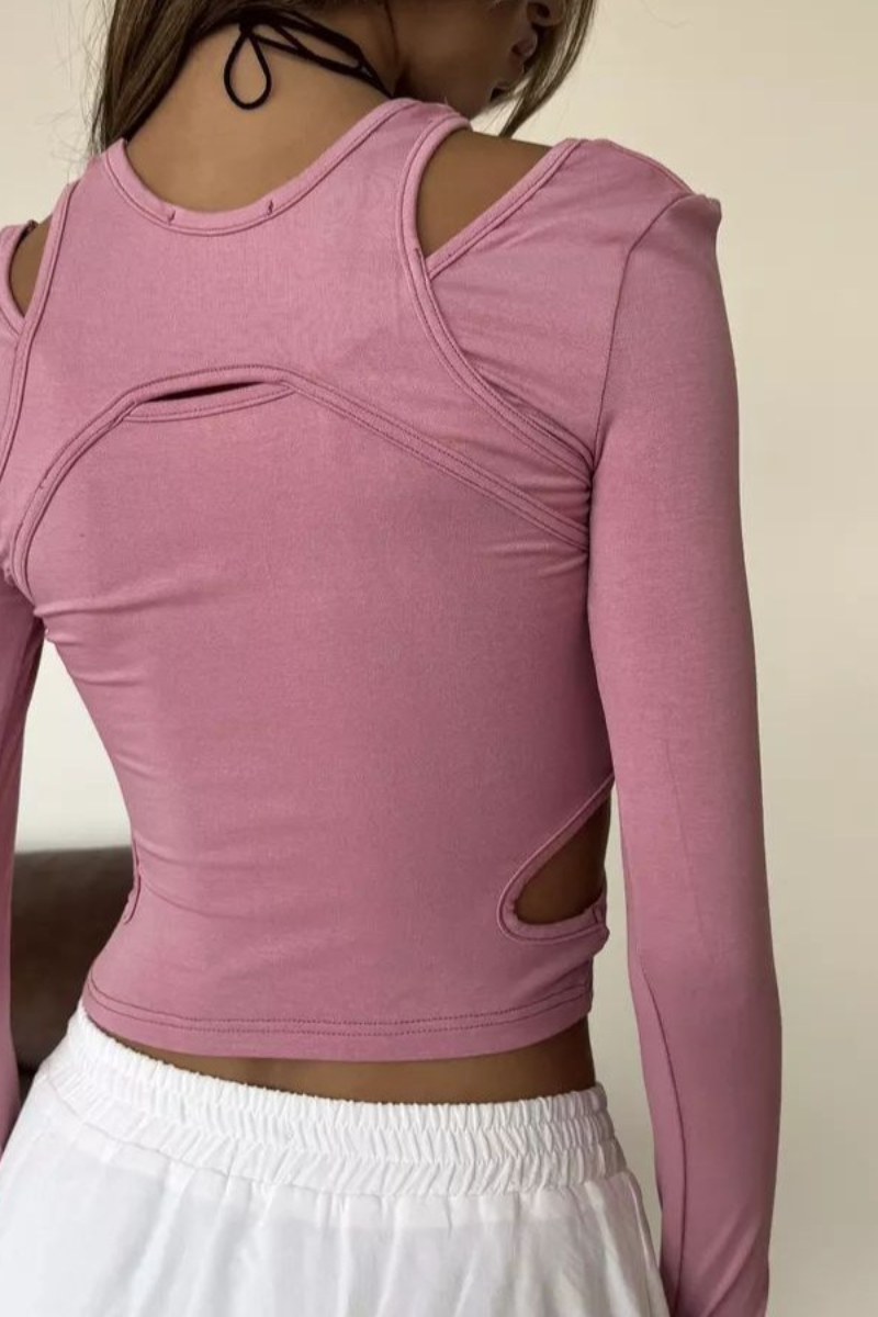 Y2K Spicy Cutout Cropped Fitted Long Sleeve Crop Top