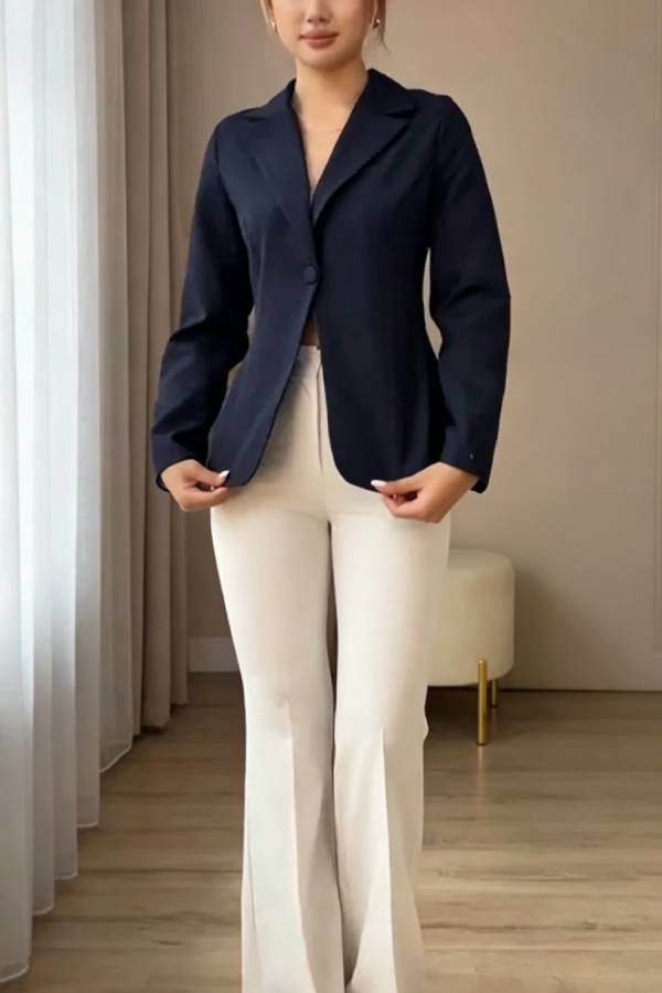 Ayla Back Cutout Lace Tie-up Long Sleeve Lapel Blazer