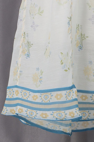 Embroidered Puff Sleeve Tie Boho Dress