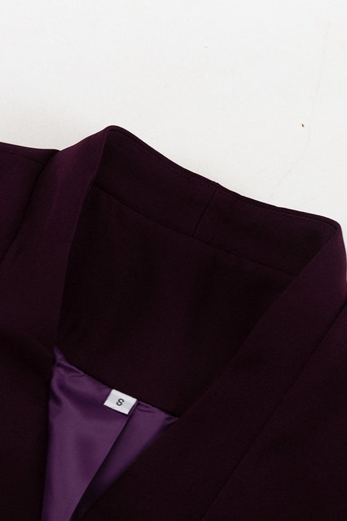 V Neck Long Sleeve Fitted Two Piece Blazer Skirt Set