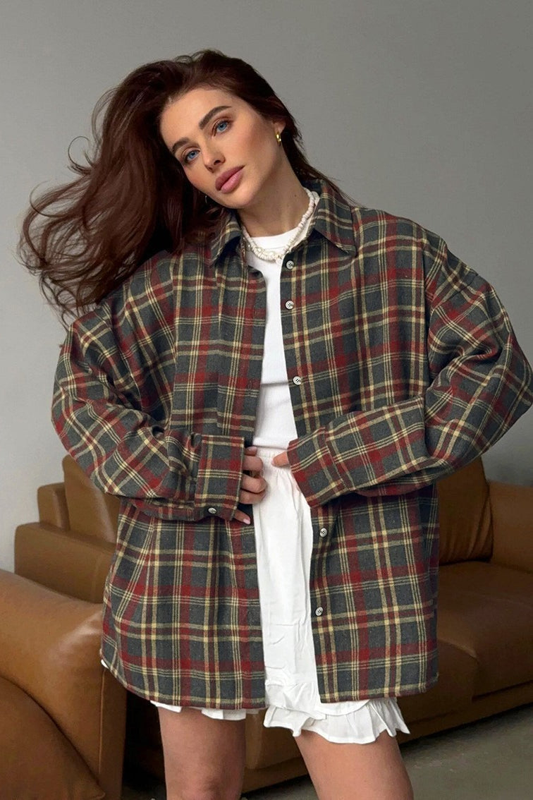 Plaid Vintage Relaxed Fit Blouse