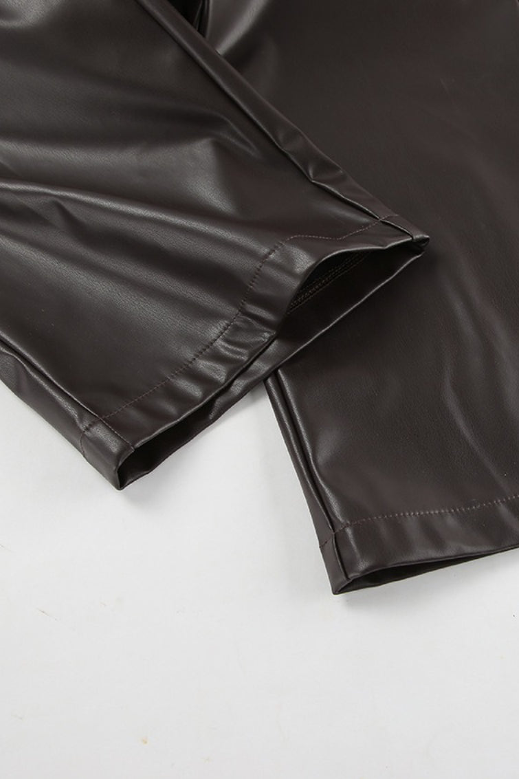 Fleece Vintage High Waist Straight Pants