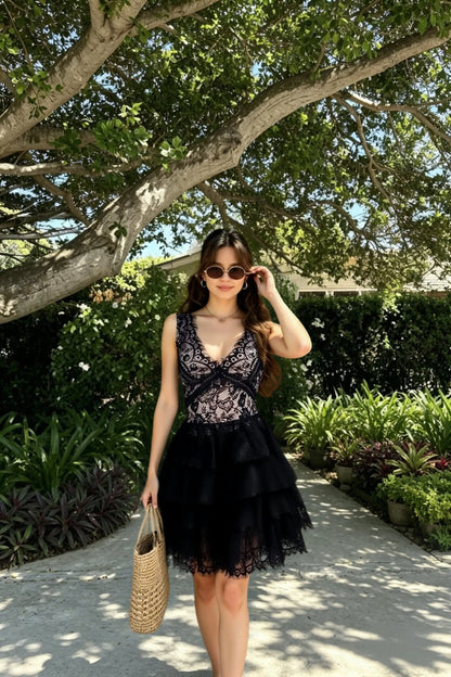 Lace Patchwork Asymmetrical White Dress Femme Sleeveless Slim Fit Party
