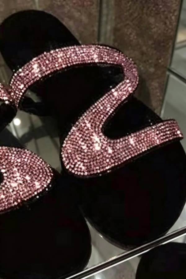 Summer Rhinestone Flat Beach Sandals