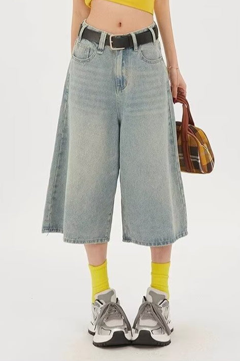 Vintage Cropped Wide High Waist Relaxed Jeans