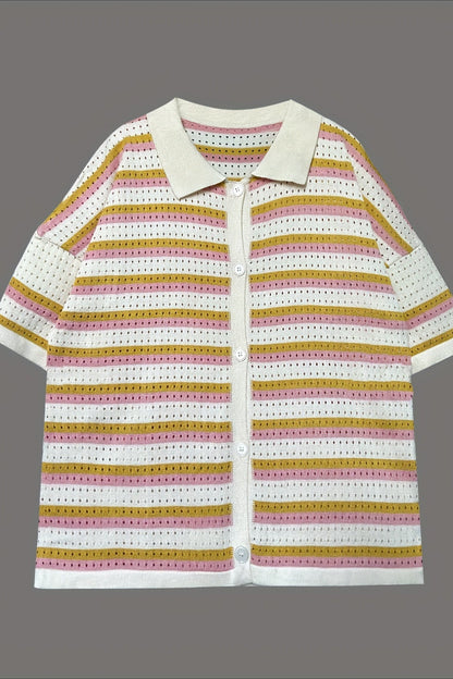 Striped Color Block Knit Shorts Set