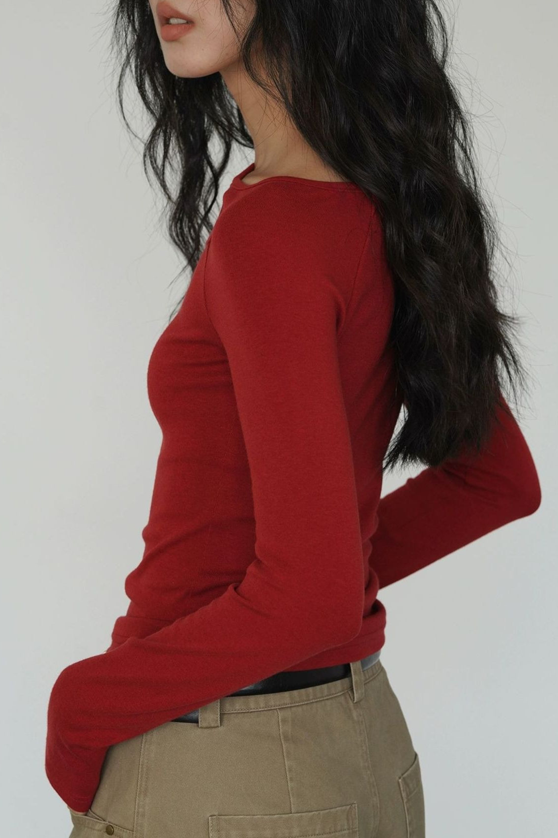 One Side Cut Out Bodycon Long Sleeve Tee