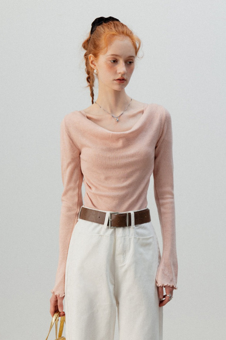 Layered Cowl Neck Knit Top