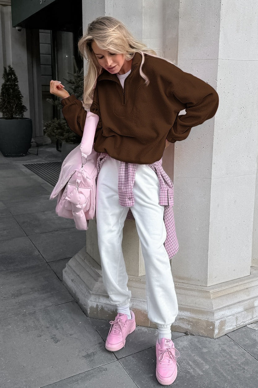 Sherpa Fleece Oversized Casual Sweatshirt