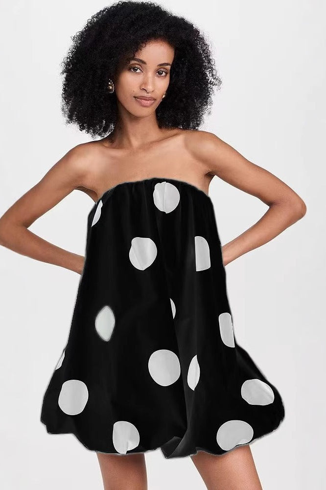 Polka Dot Strapless Bodycon Mini Dress
