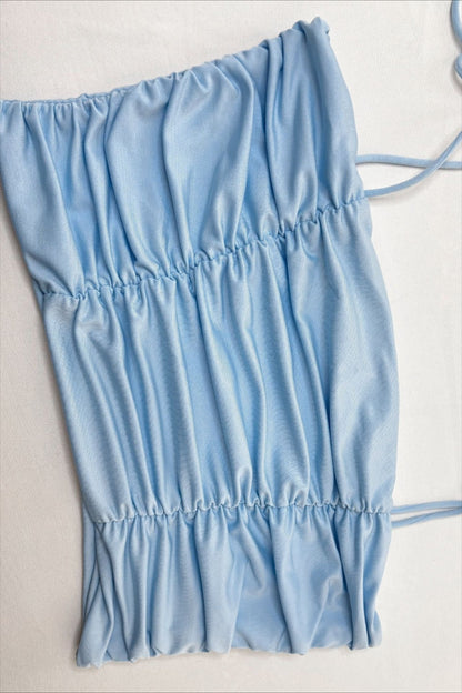 Sexy Tie Ruched Spaghetti Strap Crop Top