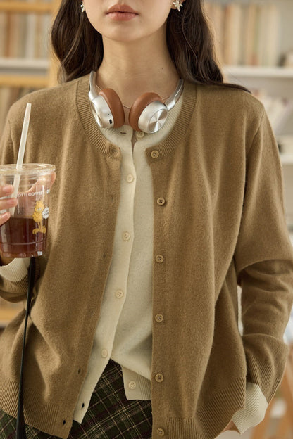 Wool Color Block Layered Cardigan