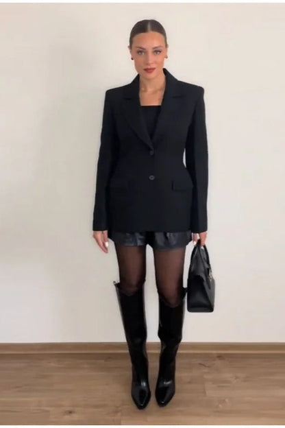 Slim Fit Padded Shoulder Blazer