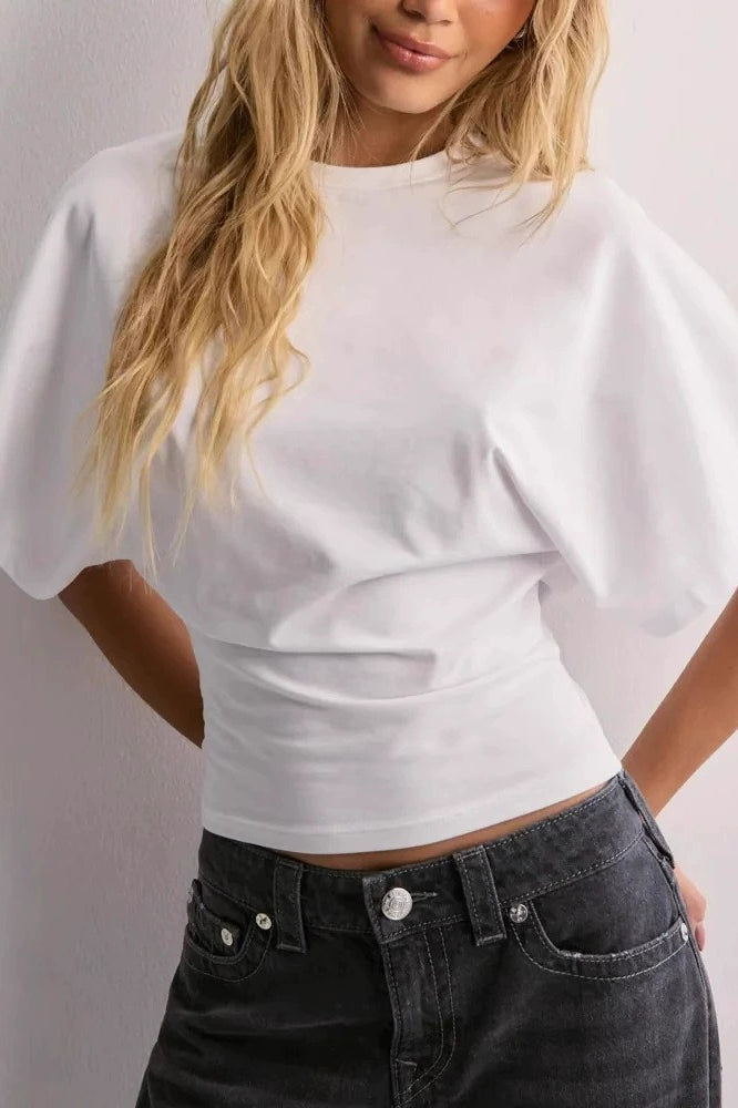 Solid Crew Neck Loose Fit Short Sleeve Tee