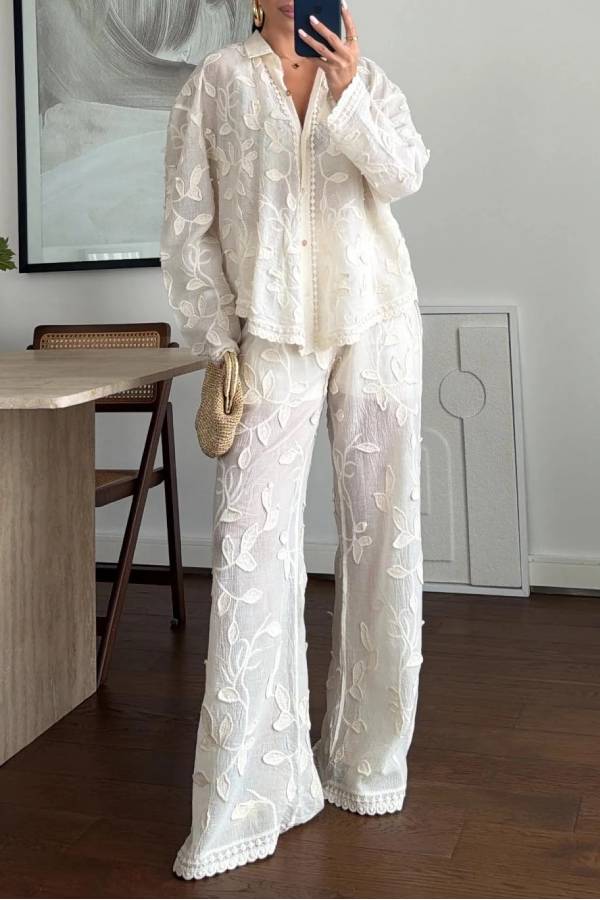 Unique Resort Jacquard Casual Loose Two-Piece Set