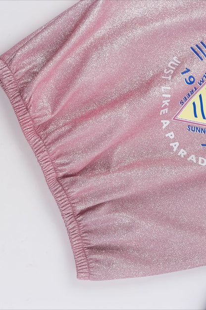 Pink Rhinestone Graphic Long Sleeve Sweatshirt