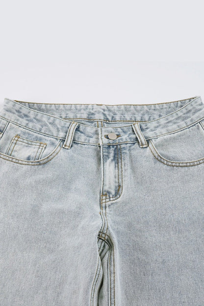 Low Rise Light Wash Wide Leg Jeans