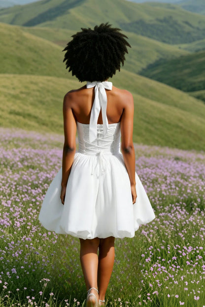 Sleeveless Halter Bubble Mini Dress