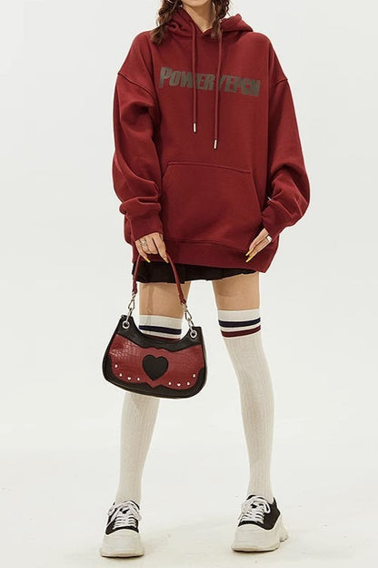 Letter Graphic Oversized Fleece Hoodie